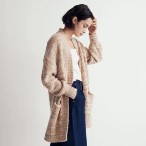 Madewell Space-Dyed Long Cardigan Oversized Sweater Tan Beige Oat Size XXS